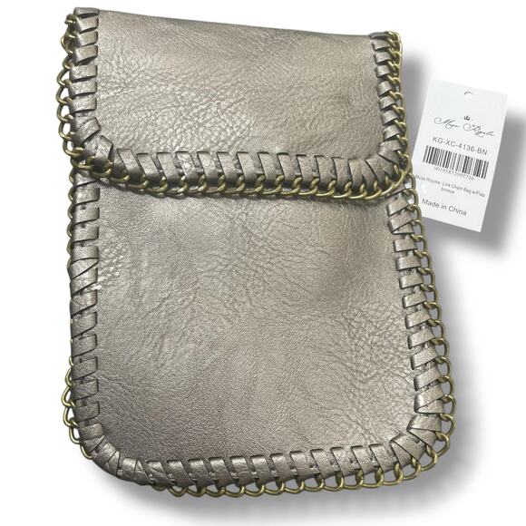 Muse Royale Link Chain Crossbody Bronze Mini Bag Flap Top Snap Vacation Purse - Picture 6 of 14